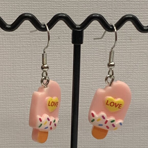 Popsicle Earring, Love Earring, Valentine's Day, Gift Idea, Funny Food Earring - Picture 5 of 6